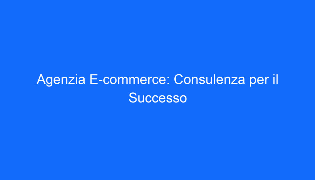 agenzia e commerce consulenza per il successo