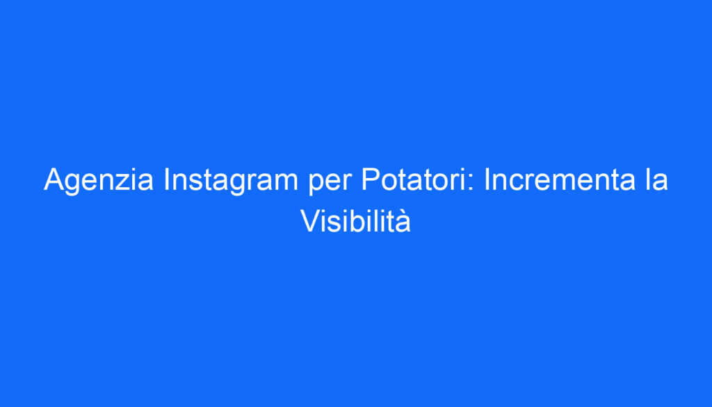 agenzia instagram per potatori incrementa la visibilita