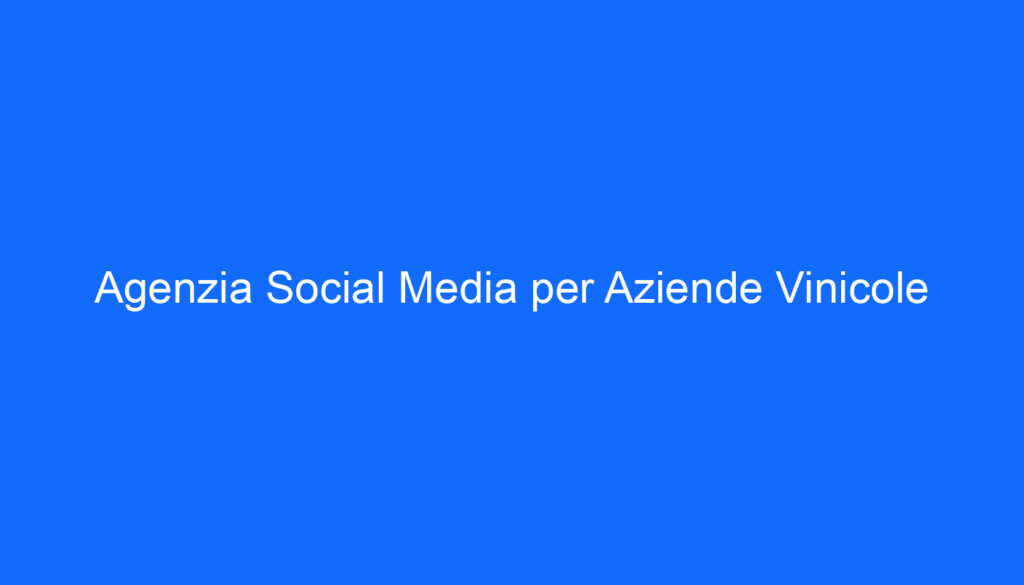 Agenzia Social Media per Aziende Vinicole