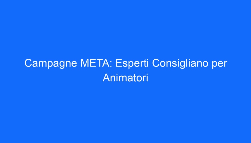 campagne meta esperti consigliano per animatori