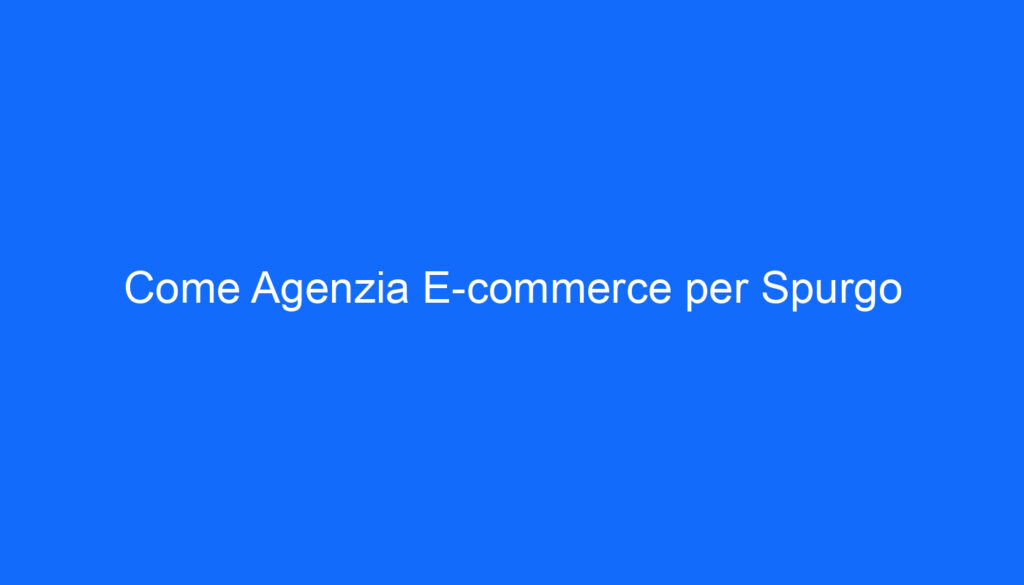 Come Agenzia E commerce per Spurgo