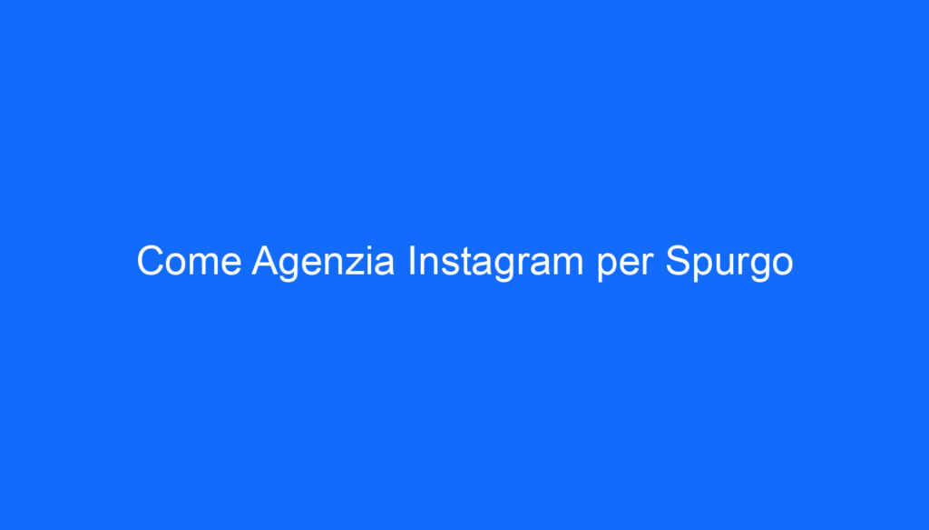 Come Agenzia Instagram per Spurgo