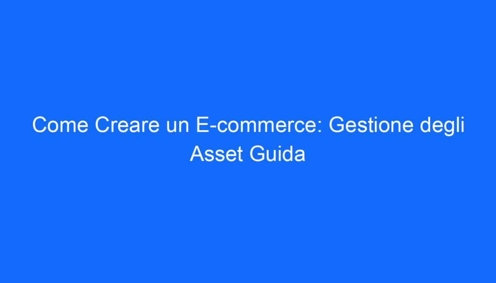 Come Creare un E commerce: Gestione degli Asset Guida