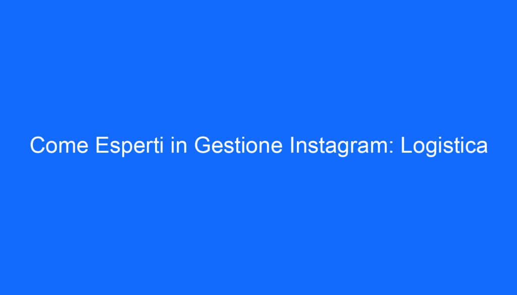 come esperti in gestione instagram logistica