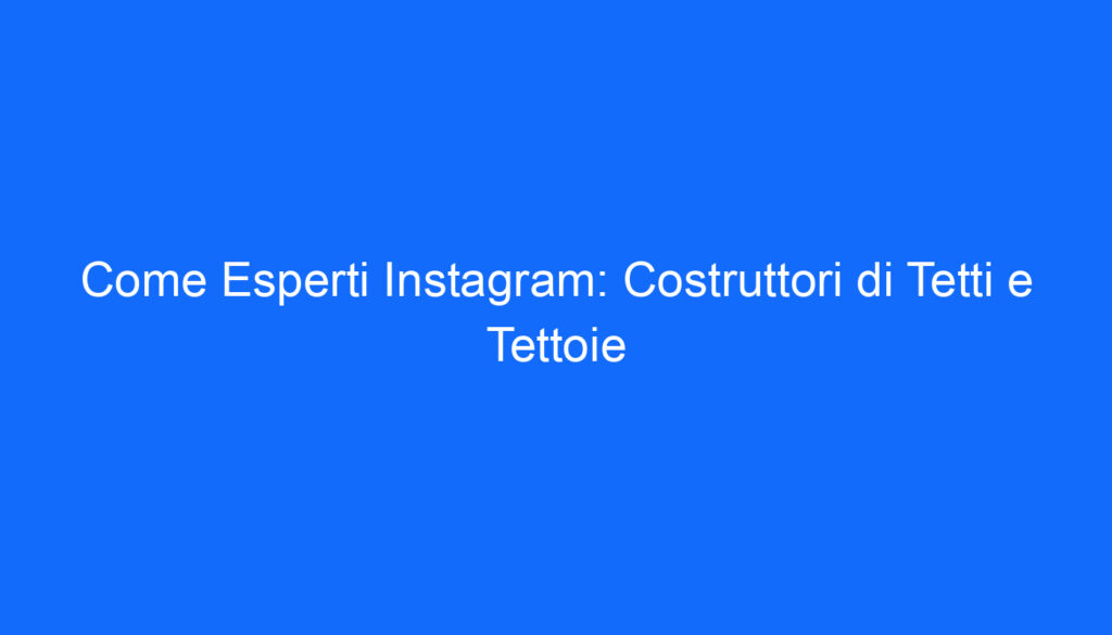 Come Esperti Instagram: Costruttori di Tetti e Tettoie