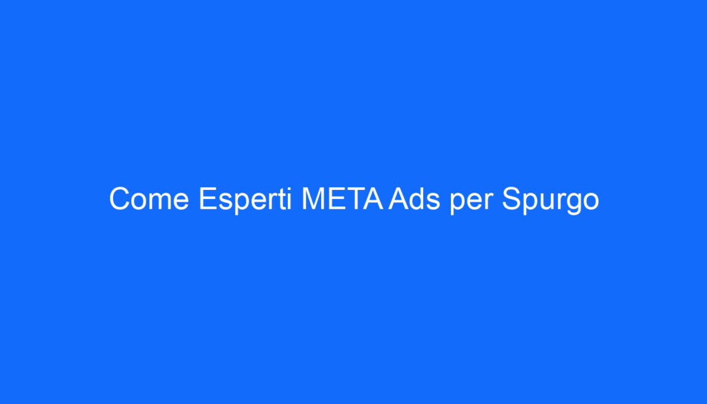 Come Esperti META Ads per Spurgo