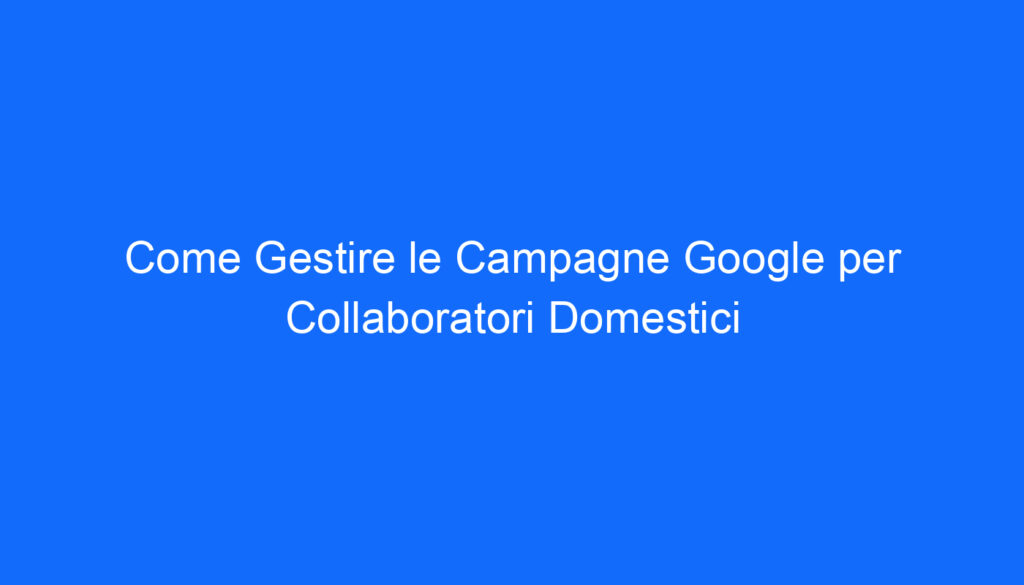 Come Gestire le Campagne Google per Collaboratori Domestici