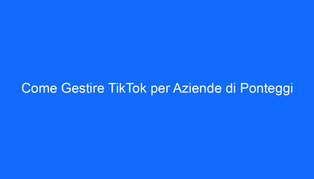 Come Gestire TikTok per Aziende di Ponteggi