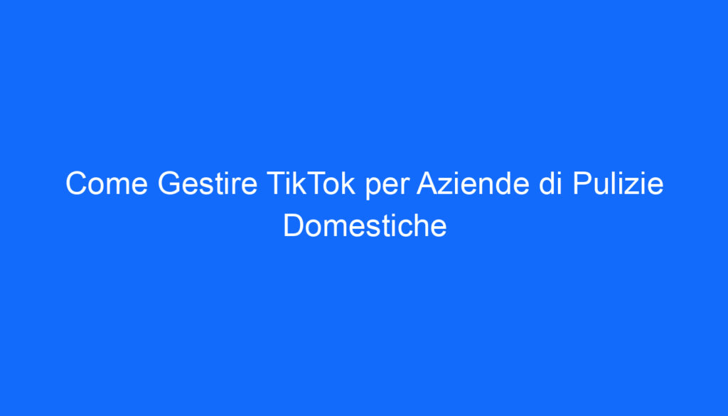 come gestire tiktok per aziende di pulizie domestiche
