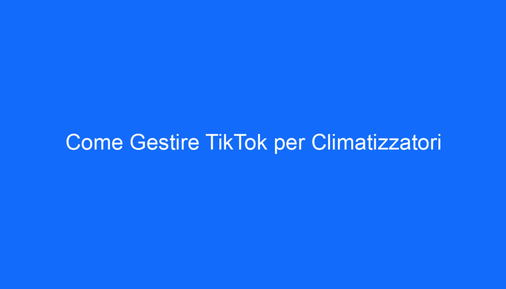 come gestire tiktok per climatizzatori