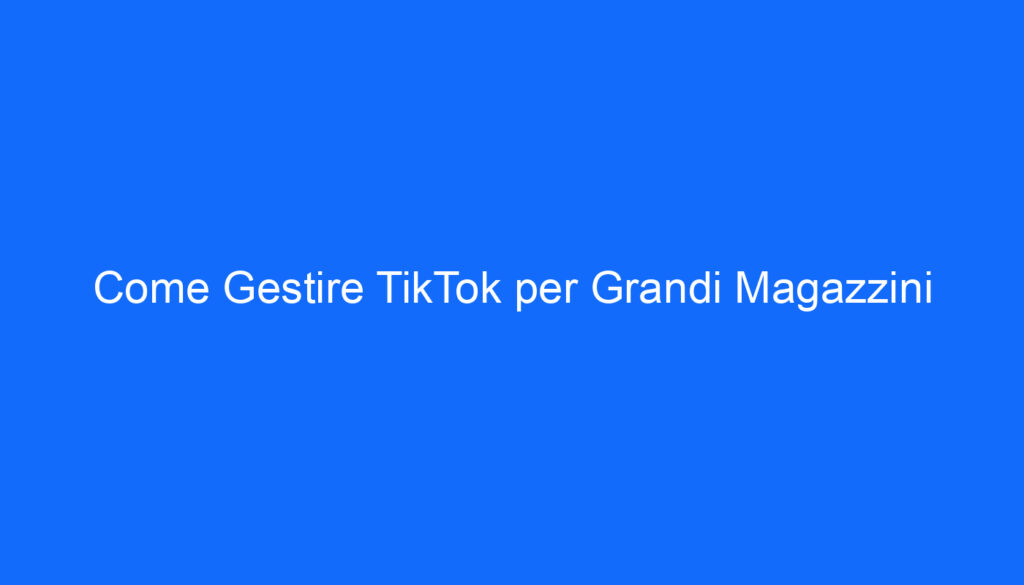 Come Gestire TikTok per Grandi Magazzini