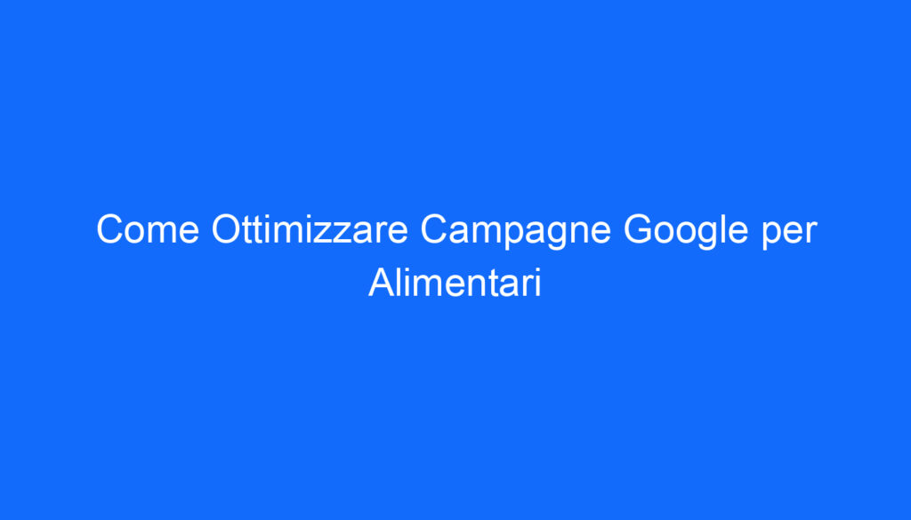 Come Ottimizzare Campagne Google per Alimentari