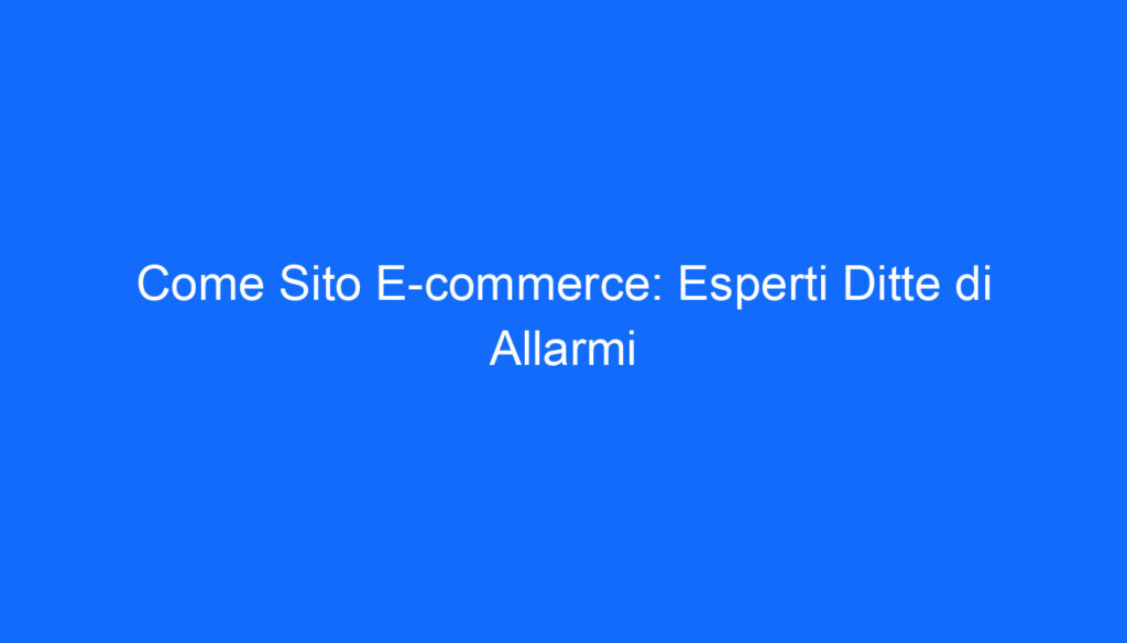 Come Sito E commerce: Esperti Ditte di Allarmi