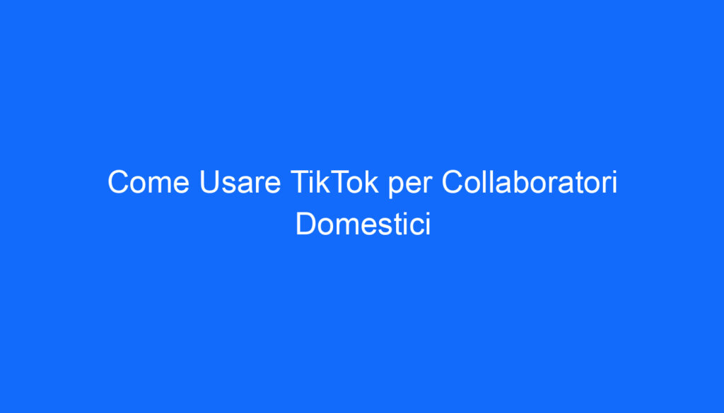 Come Usare TikTok per Collaboratori Domestici