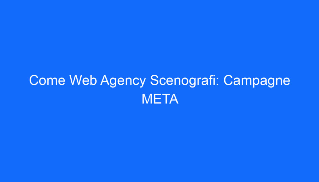 Come Web Agency Scenografi: Campagne META