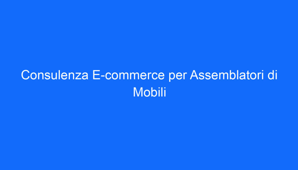 consulenza e commerce per assemblatori di mobili