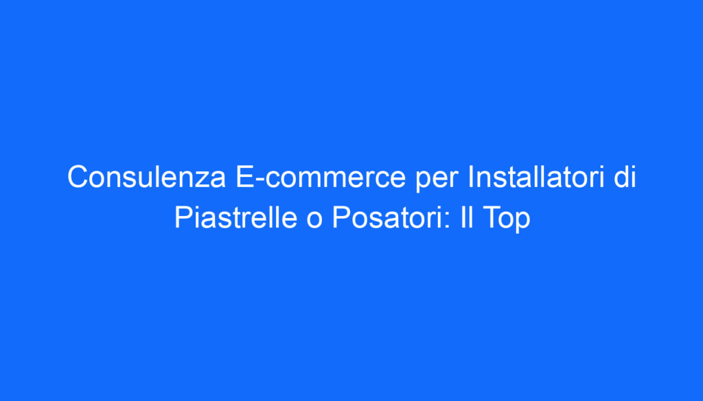Consulenza E commerce per Installatori di Piastrelle o Posatori: Il Top