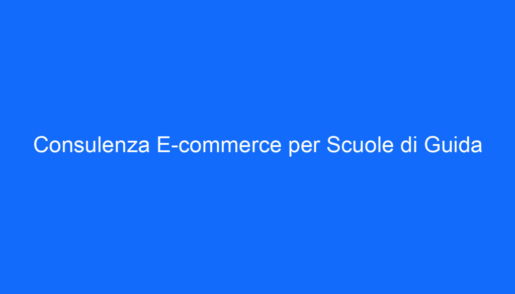 Consulenza E commerce per Scuole di Guida