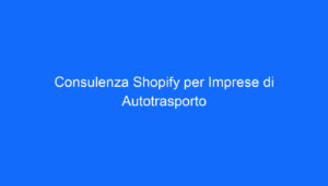 consulenza shopify per imprese di autotrasporto