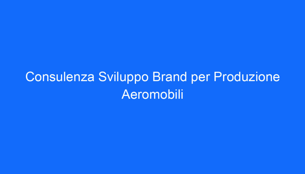 Consulenza Sviluppo Brand per Produzione Aeromobili