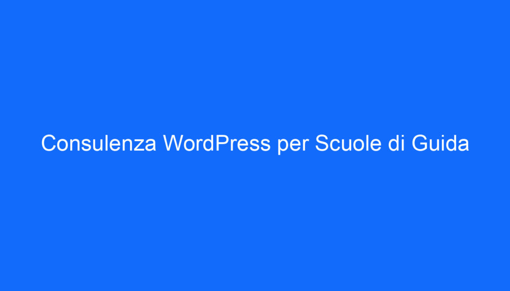 Consulenza WordPress per Scuole di Guida