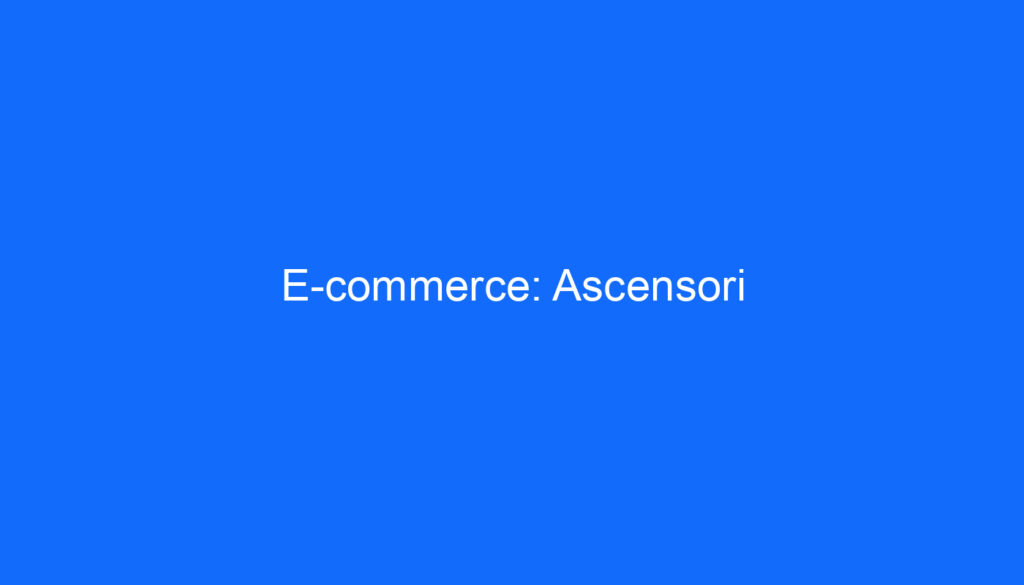 E commerce: Ascensori