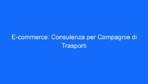 E commerce: Consulenza per Compagnie di Trasporti