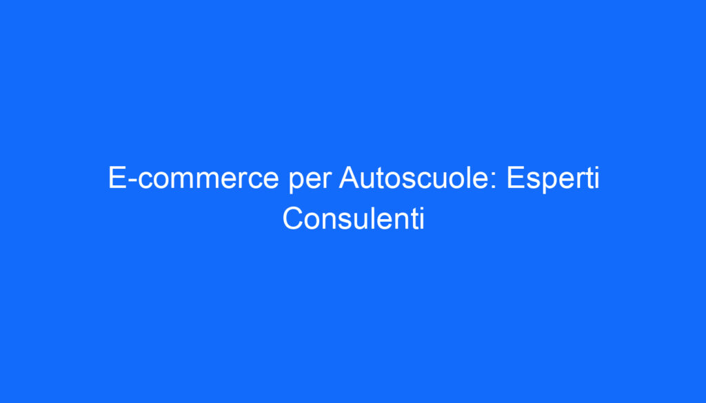 e commerce per autoscuole esperti consulenti