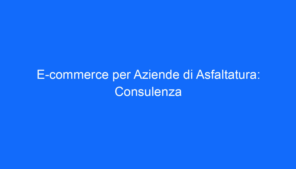 e commerce per aziende di asfaltatura consulenza