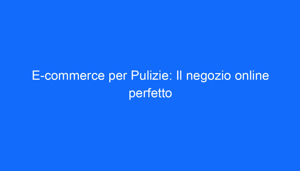 e commerce per pulizie il negozio online perfetto