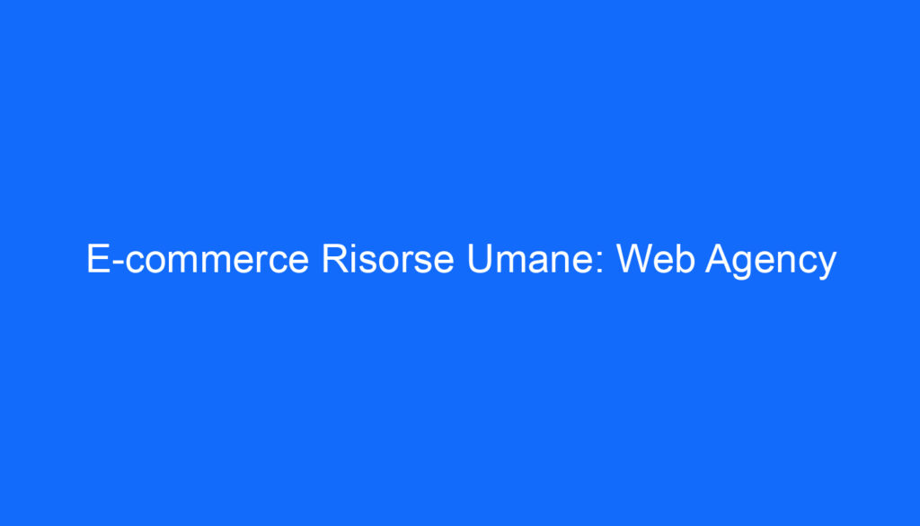 E commerce Risorse Umane: Web Agency