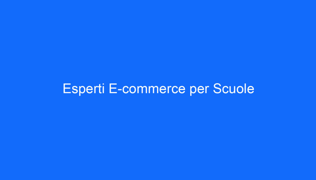 Esperti E commerce per Scuole