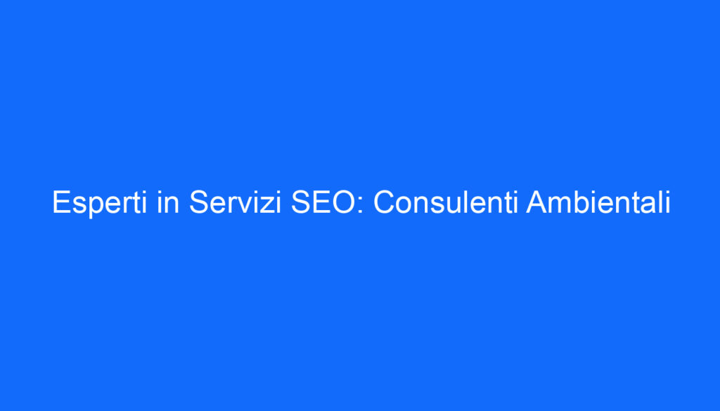 esperti in servizi seo consulenti ambientali