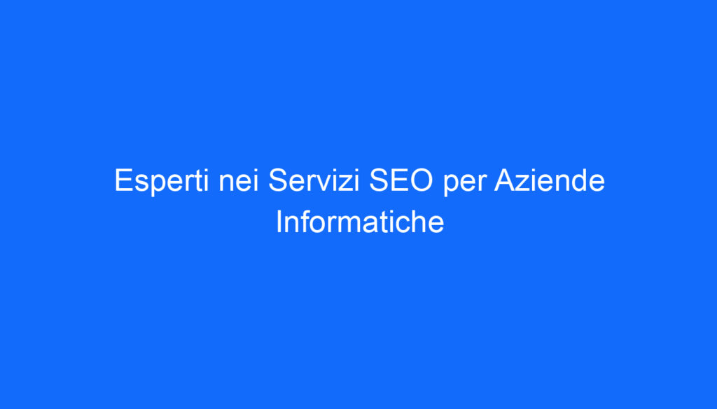 esperti nei servizi seo per aziende informatiche