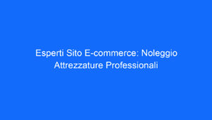Esperti Sito E commerce: Noleggio Attrezzature Professionali