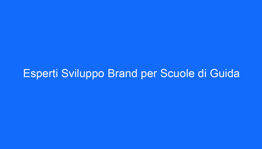 Esperti Sviluppo Brand per Scuole di Guida
