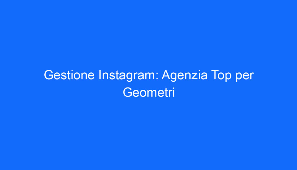 Gestione Instagram: Agenzia Top per Geometri
