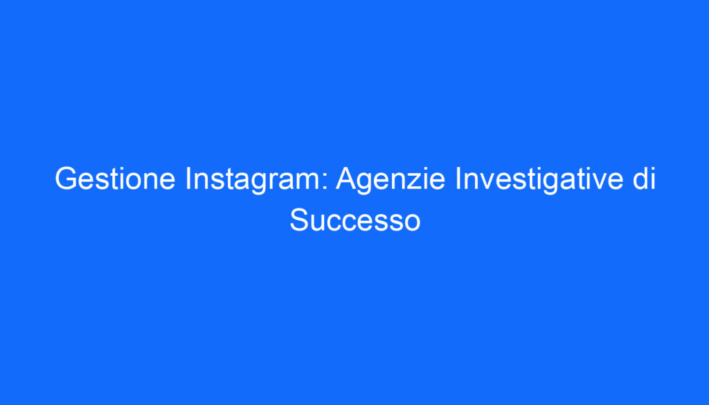 gestione instagram agenzie investigative di successo