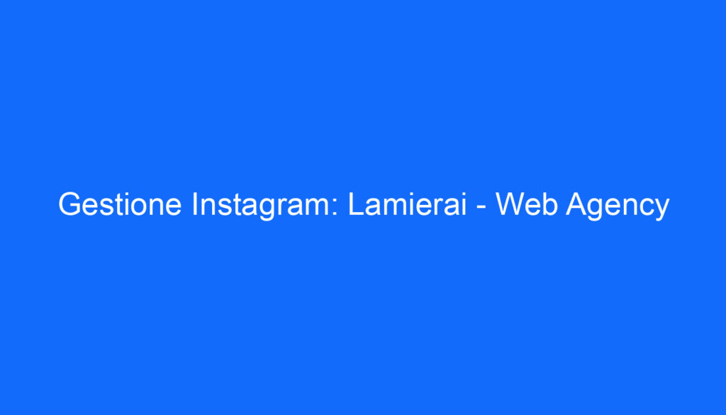 Gestione Instagram: Lamierai Web Agency
