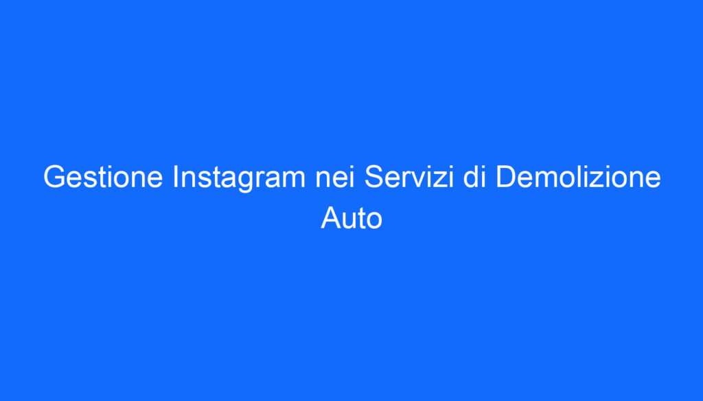 Gestione Instagram nei Servizi di Demolizione Auto