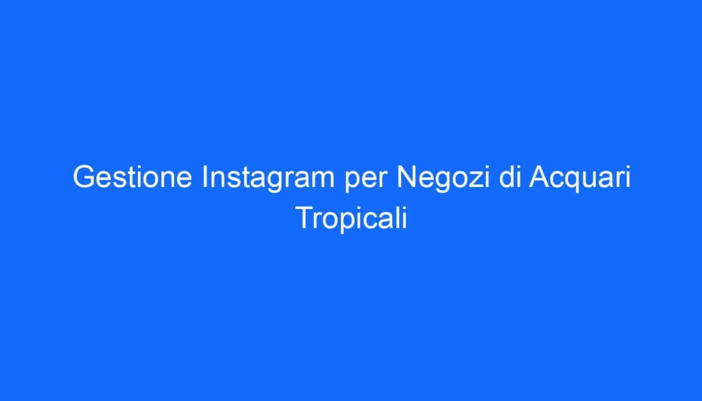 Gestione Instagram per Negozi di Acquari Tropicali
