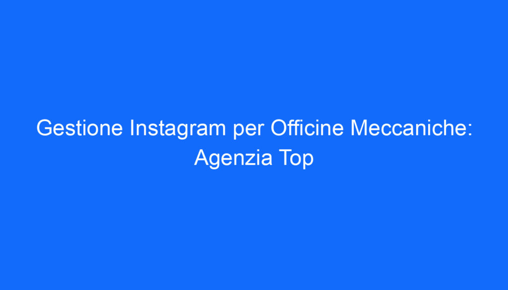 gestione instagram per officine meccaniche agenzia top