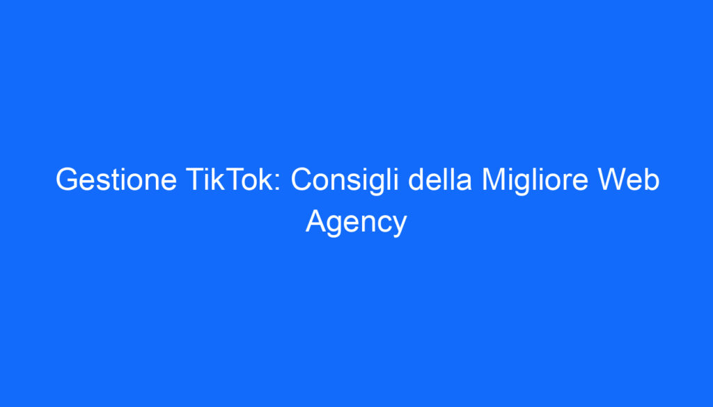 gestione tiktok consigli della migliore web agency