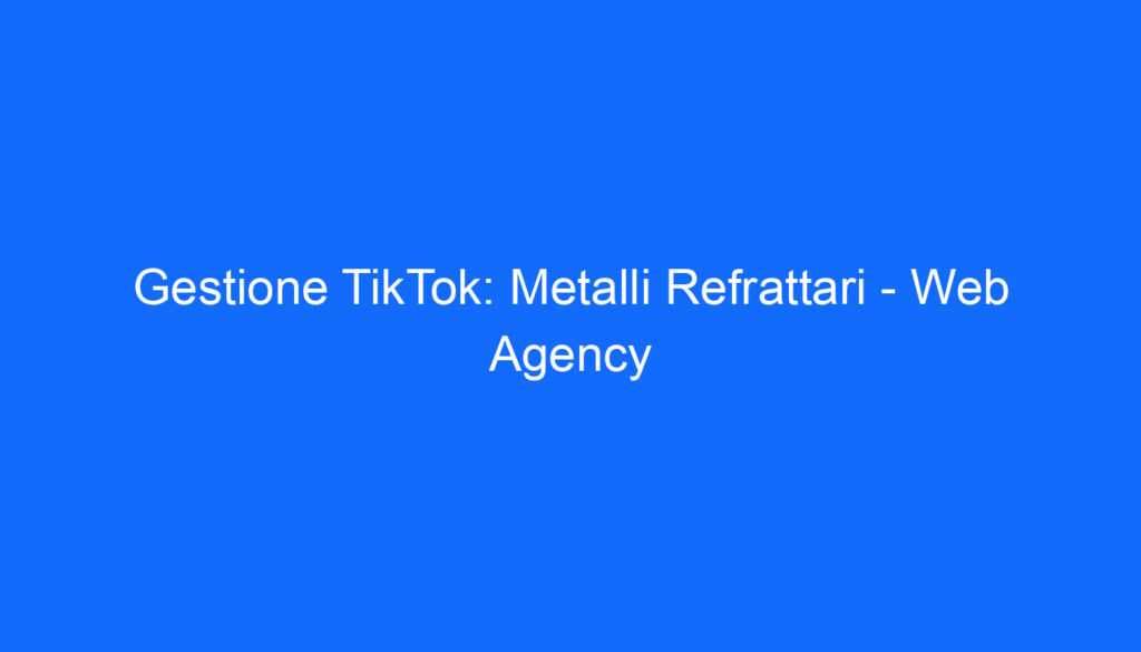 Gestione TikTok: Metalli Refrattari   Web Agency