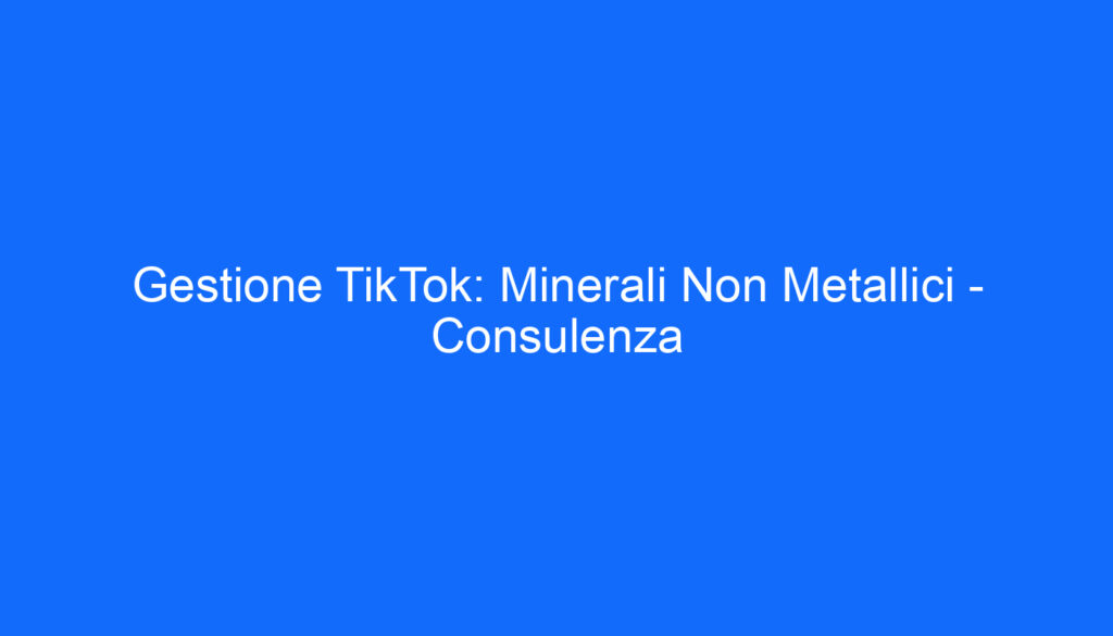 Gestione TikTok: Minerali Non Metallici   Consulenza