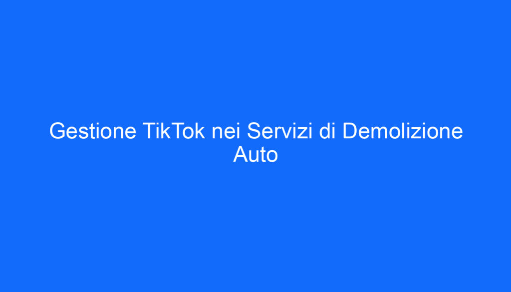 Gestione TikTok nei Servizi di Demolizione Auto