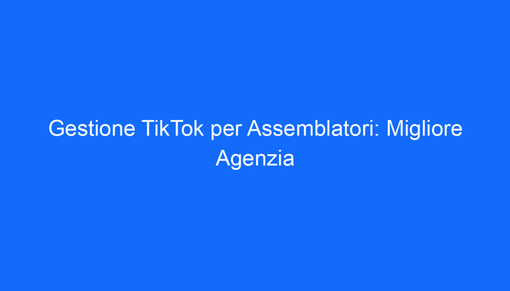 gestione tiktok per assemblatori migliore agenzia