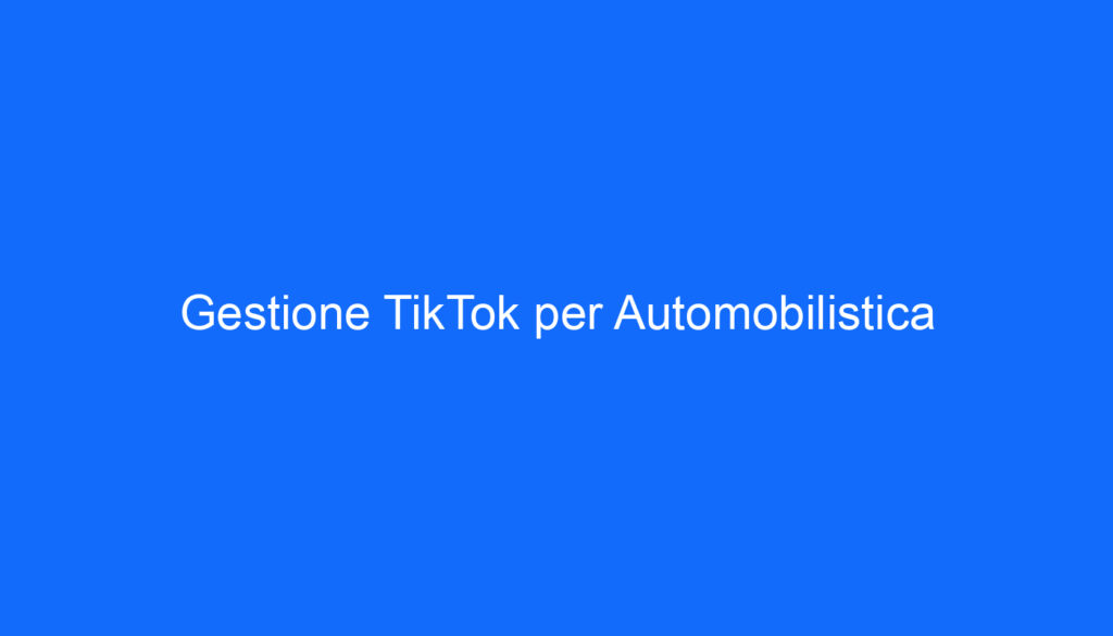 Gestione TikTok per Automobilistica