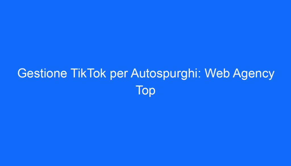 gestione tiktok per autospurghi web agency top