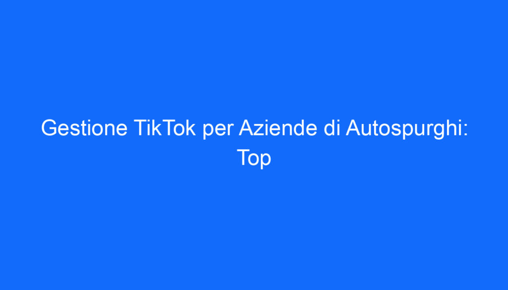 gestione tiktok per aziende di autospurghi top